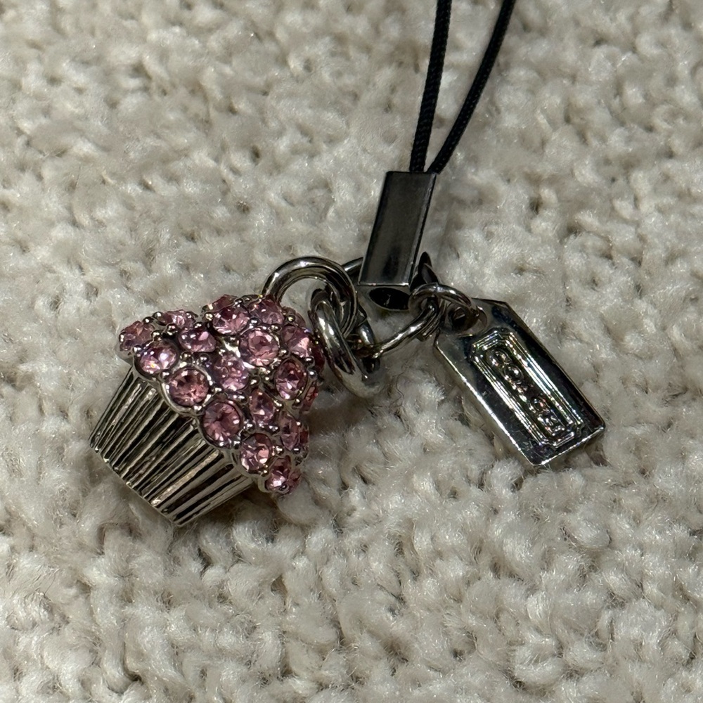 Coach Pink Crystal Cupcake Phone Charm - Picture 2 of 4